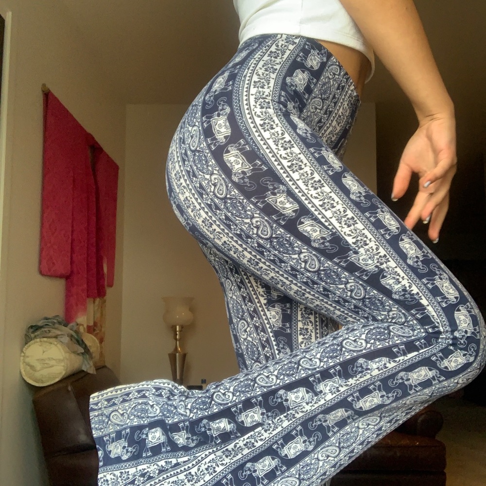 Cute blue hippie flare leggings